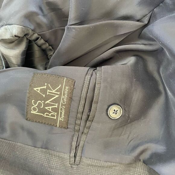 Jos A Bank Navy Blue Plaid Sportcoat Blazer 42R - Picture 9 of 10